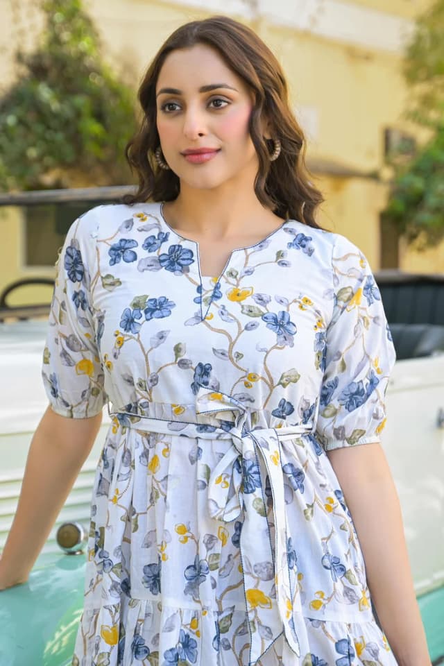 Grey Floral Printed Pure Cotton Maxi Dress alternate view