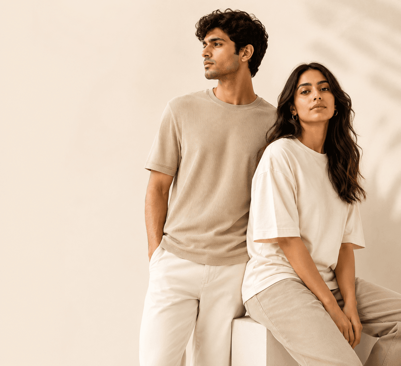 South Asian models wearing premium organic cotton clothing
